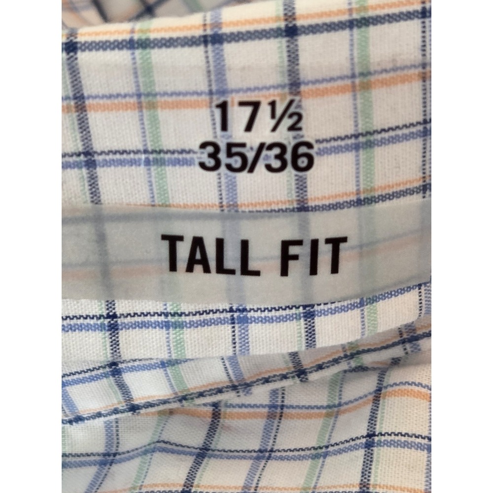 IZOD All Over Stretch Dress Shirt Mens 17.5 TALL FIT 35/36 Blue Check Office NEW - Picture 12 of 13